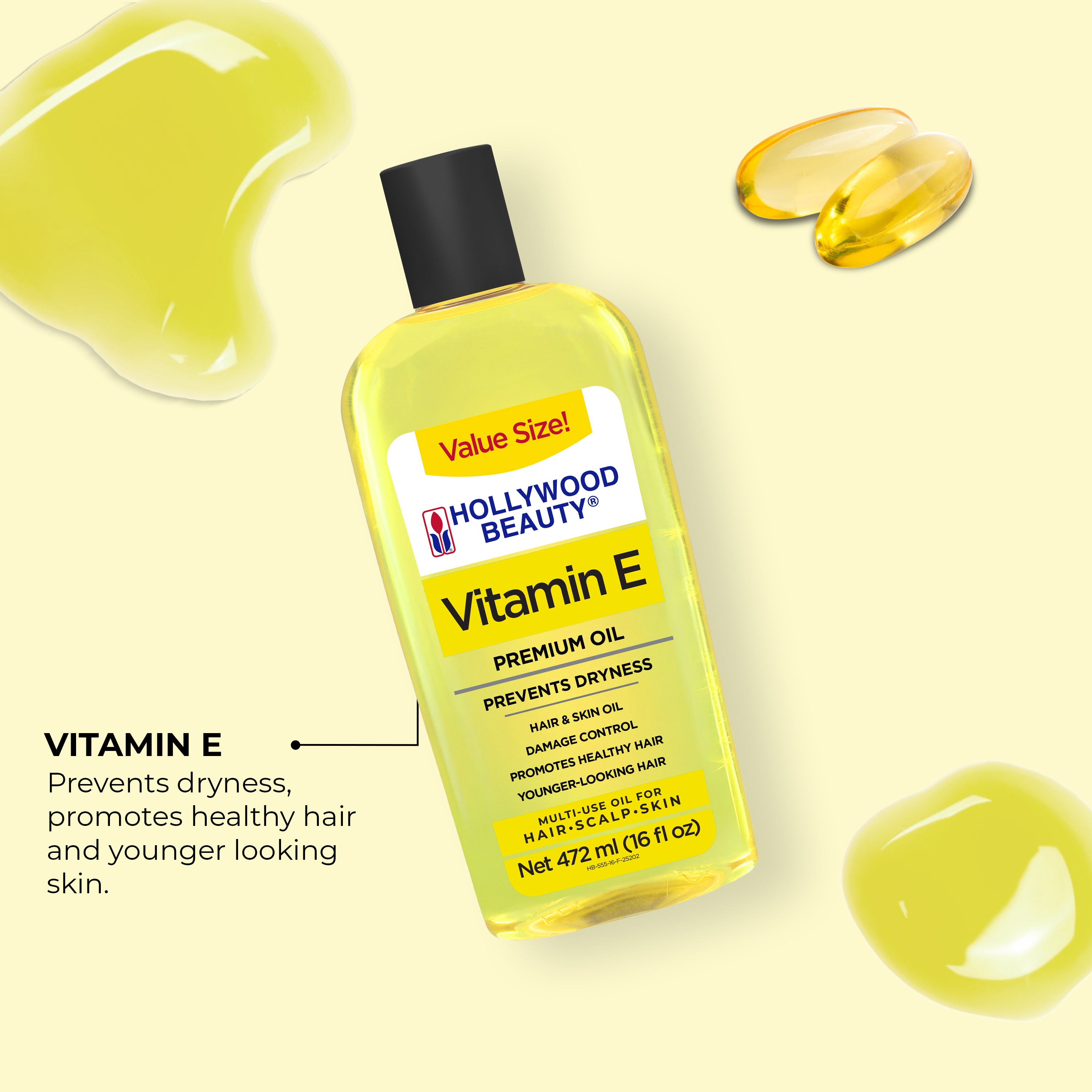 Vitamin E Premium Oil for Hair, Scalp, Skin, and Nails - 16 fl oz