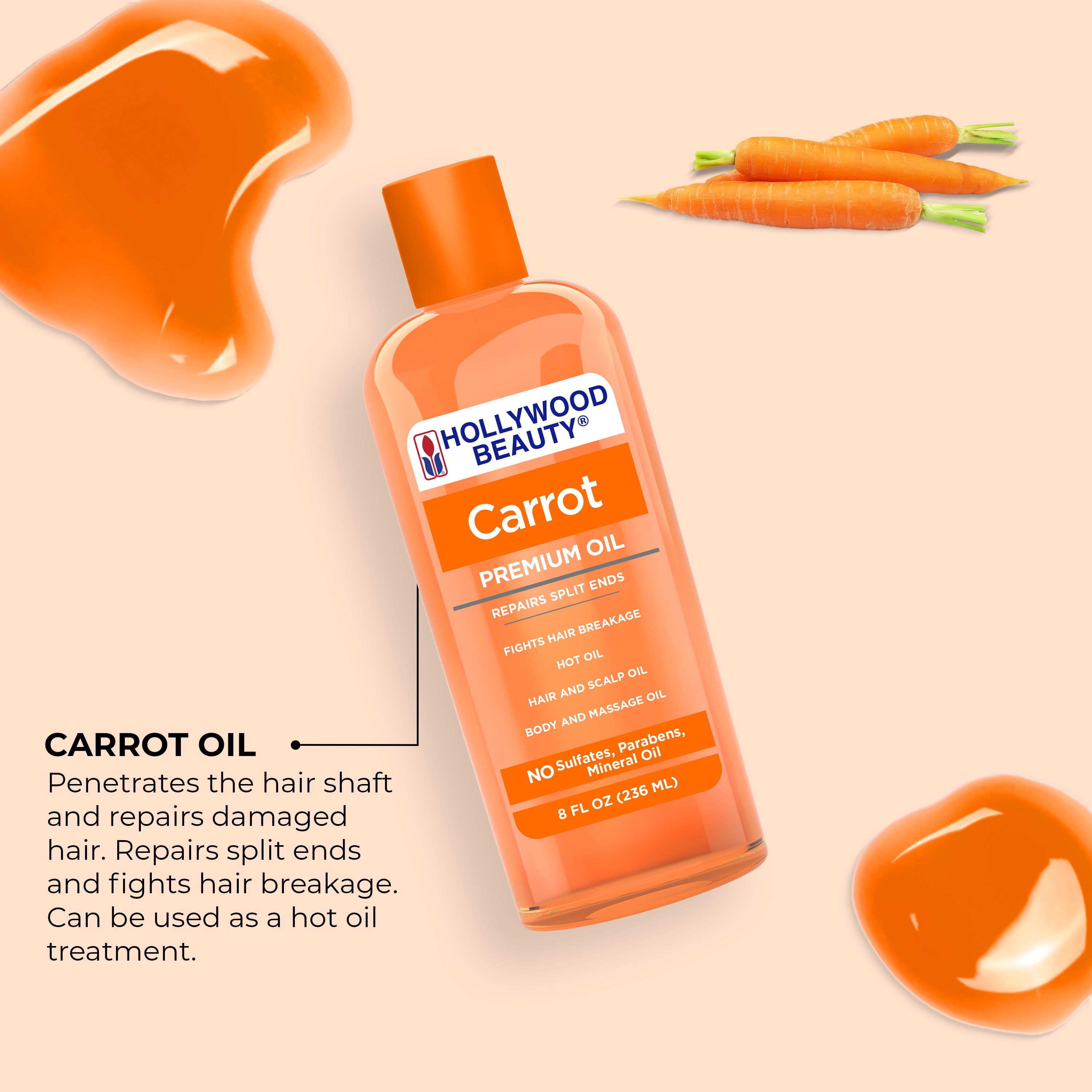 Carrot Premium Oil for Hair, Scalp, Skin, and Nails