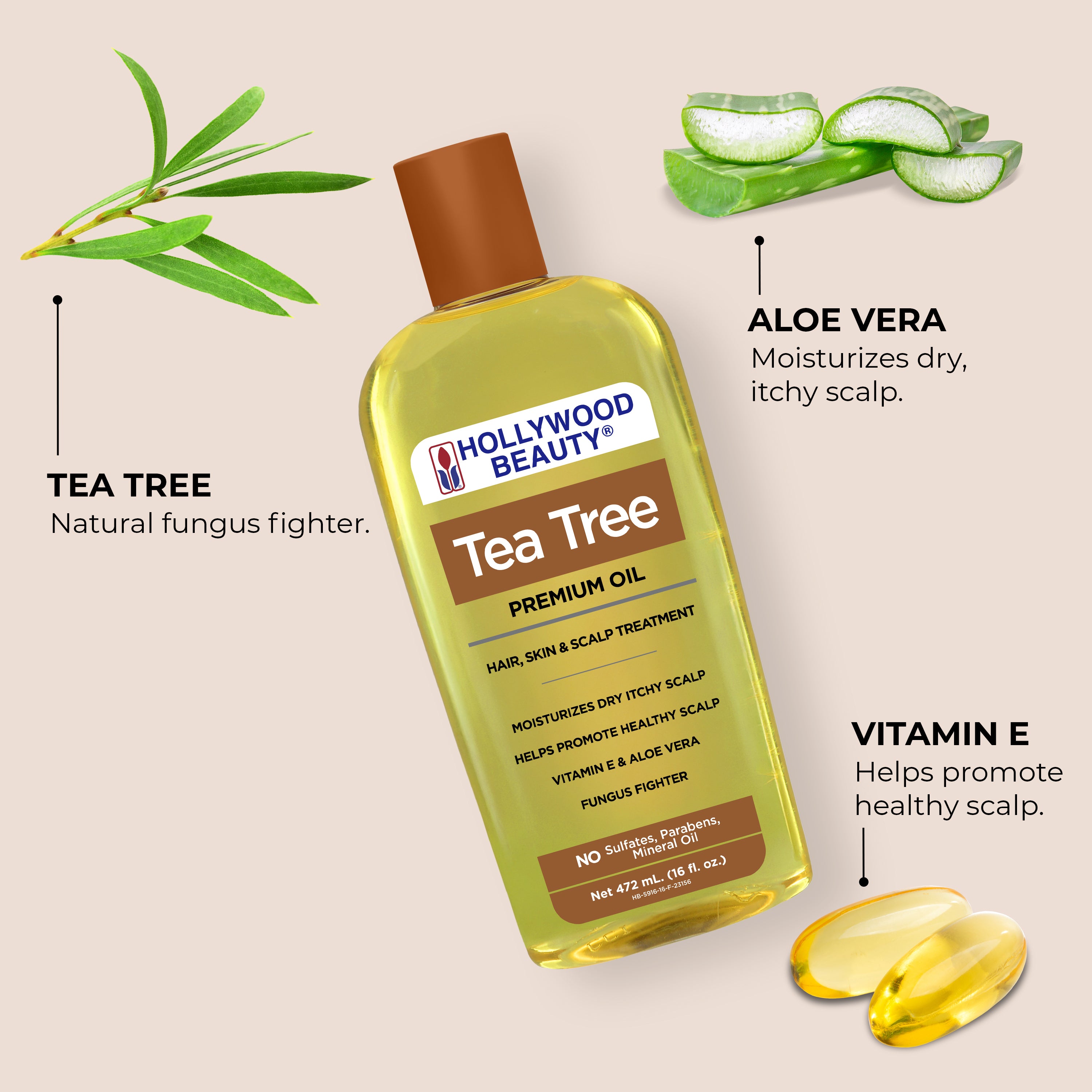 Tea Tree Premium Oil for Hair, Scalp, Skin, and Nails