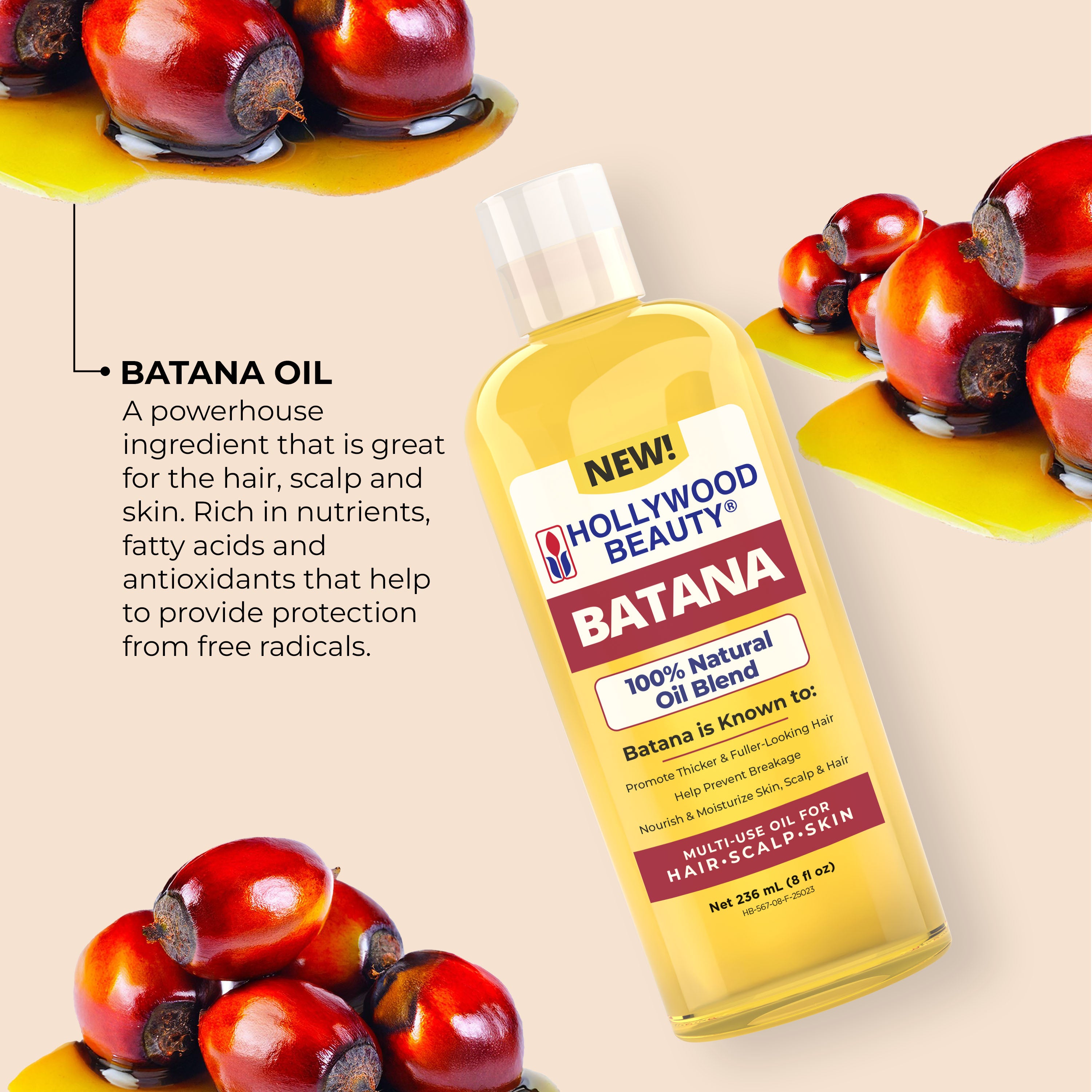 Batana 100% Natural Oil Blend for Hair, Scalp, Skin, and Nails